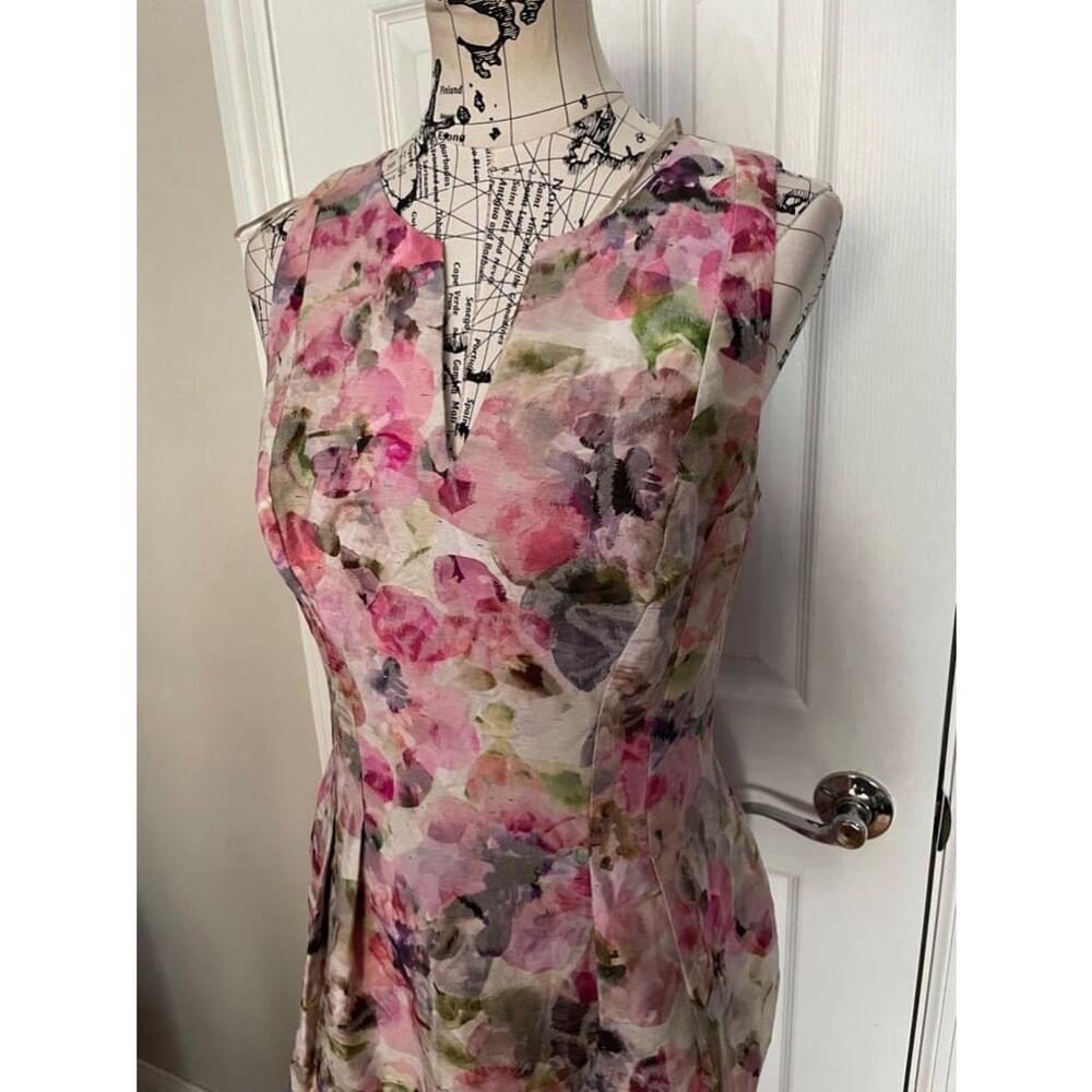 Kay Unger Vintage Floral Cutout Shift Sheath Multicolor Abstract Marble Dress 12